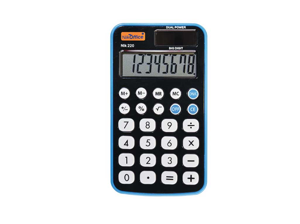 Calcolatrice tascabile 8 cifre Nik-220 – Ippogrifo Cartolibreria